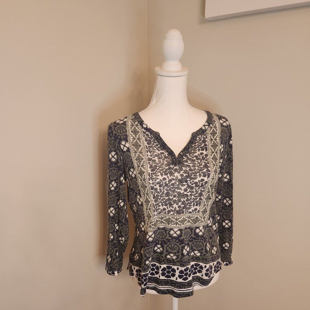 Lucky Brand Blouse with green vines and clovers